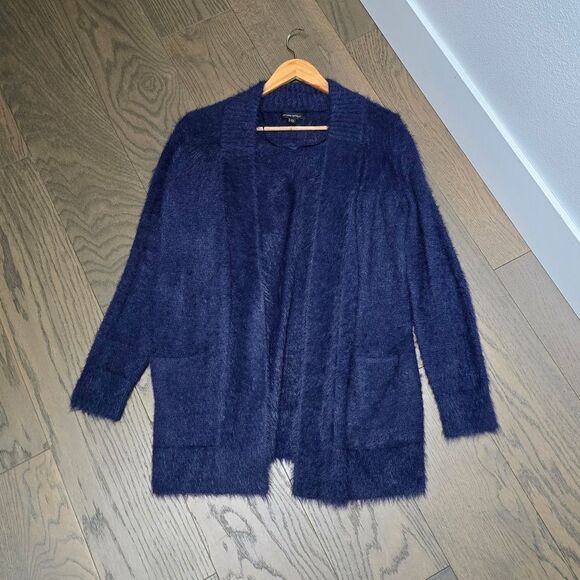 Banana Republic Holiday Eyelash Open Long Duster Cardigan in Navy - Picture 6 of 12